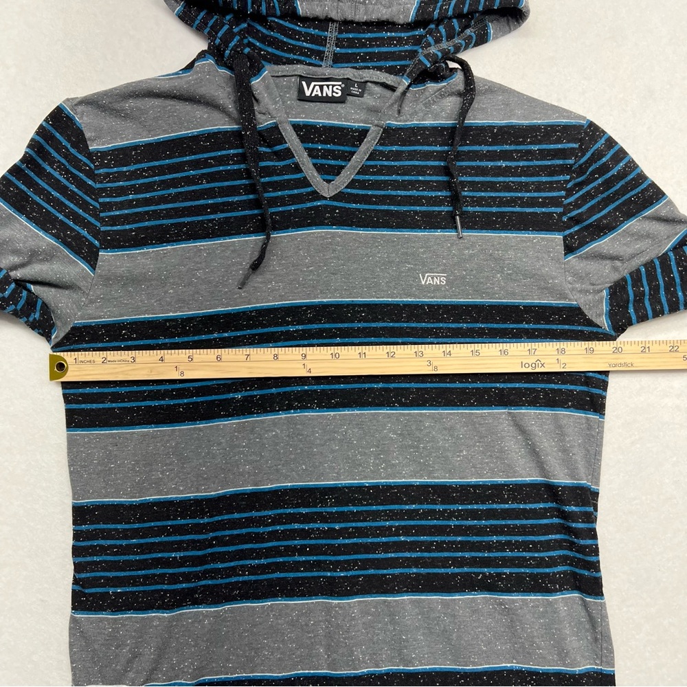Vans Men's Gray and Blue Striped Hoodie - Picture 4 of 11